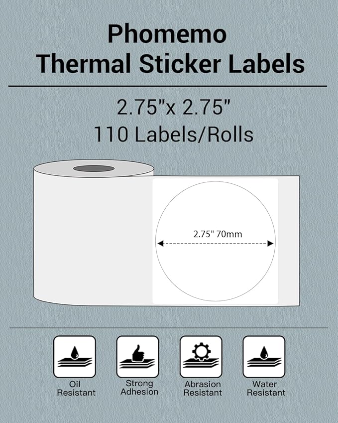 Phomemo Sticker Circle Labels- 2.75''x2.75'' Thermal Label - Image 2