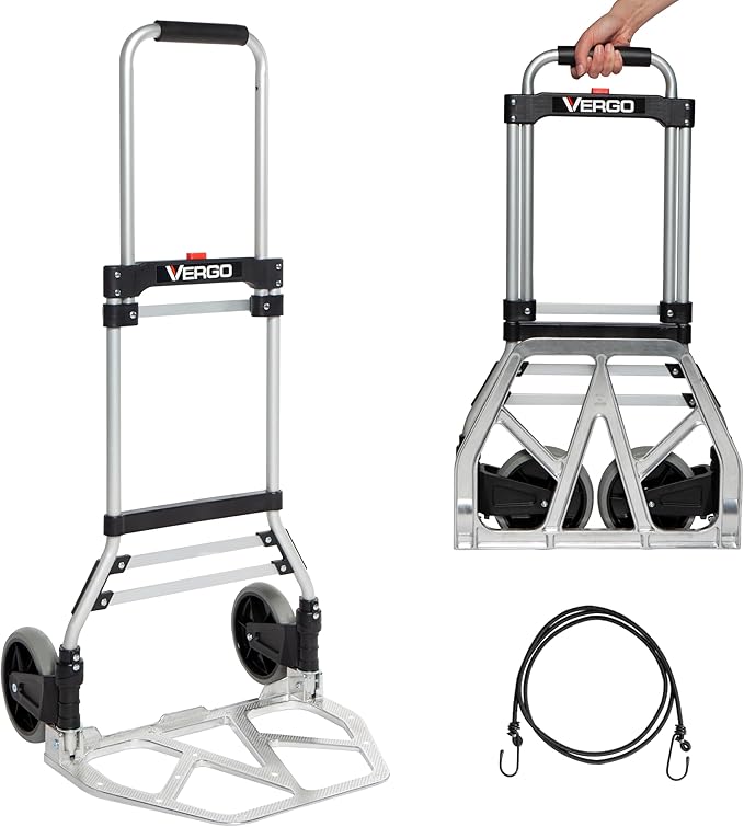Vergo 275 Ibs Capacity Folding Hand Truck Dolly – Lightweight Aluminum Frame by Vergo