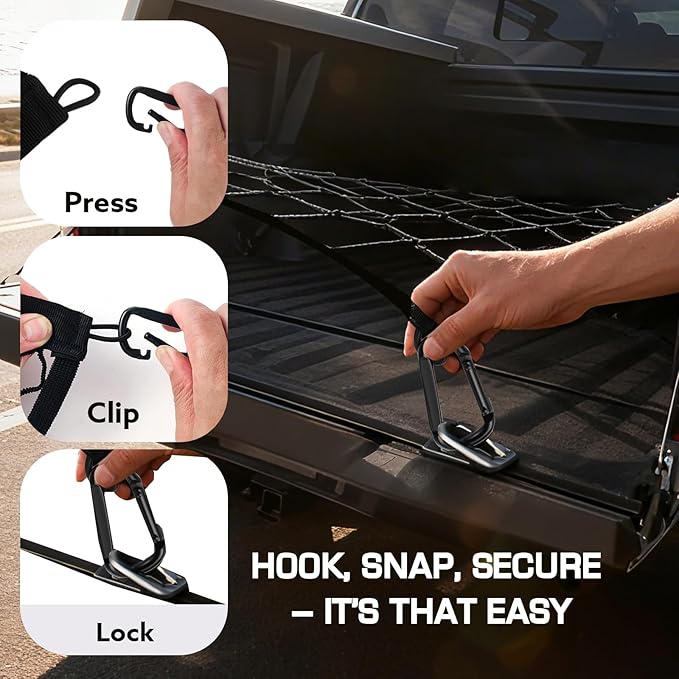 Cargo Net for Pickup Truck Bed, Stretchable 4'x4' to 7'x7' Fine Mesh Elastic - Image 6