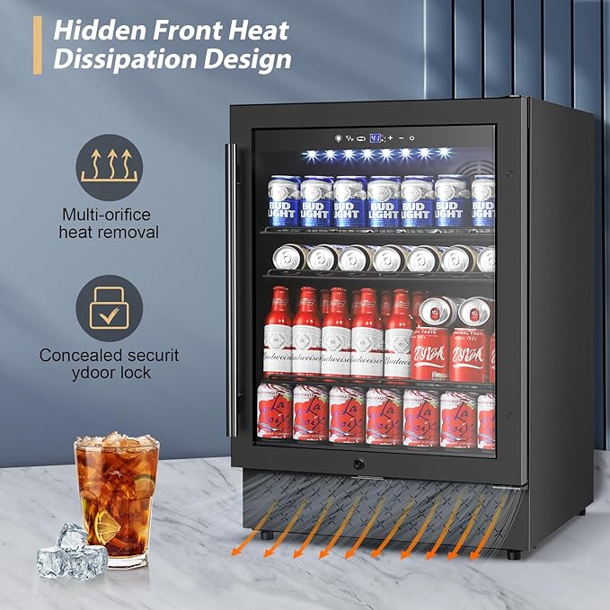 Tylza Beverage Refrigerator 24 Inch, Under Counter/Freestanding Drink Fridge - Image 4