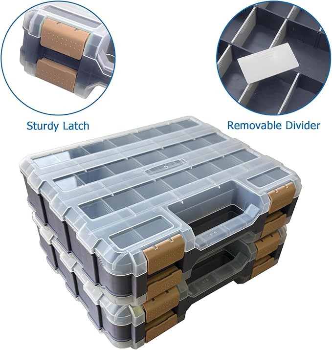 Double Side Tool Box Organizer, Hardware Storage Box, Portable Small Parts - Image 3
