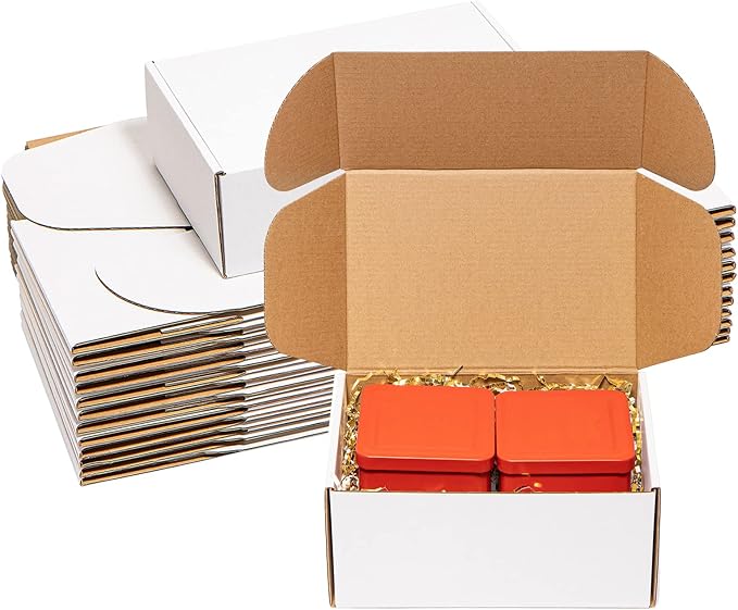 Shipping Boxes 9x6x4 inches 25 Pack White Corrugated Cardboard Mailing Box by Wowxyz