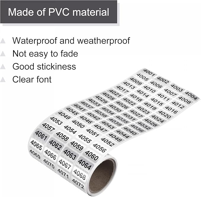 MECCANIXITY 4001 to 5000 Consecutive Number Stickers Inventory Label Black - Image 3
