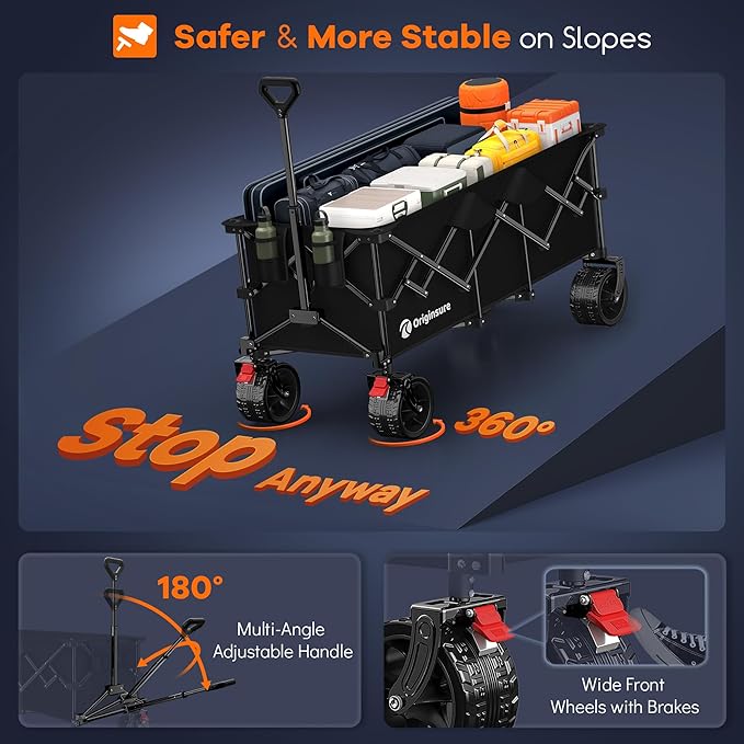 48" L Collapsible Wagon Cart Foldable, 560lbs Weight Capacity 300L Heavy Duty - Image 8