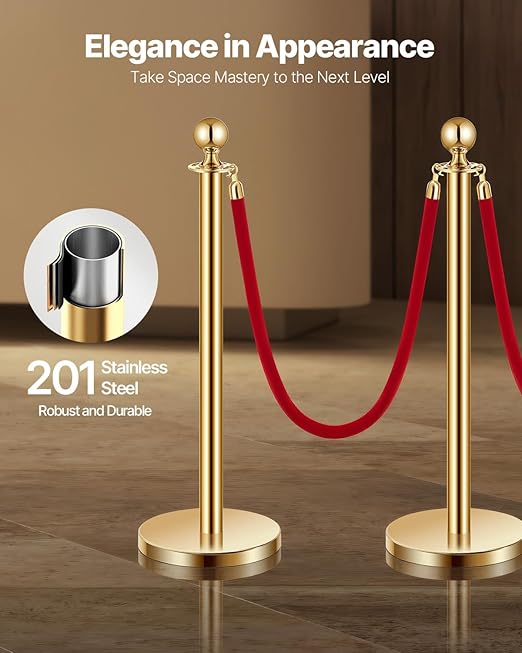 VEVOR Stanchions and Velvet Ropes 4Pcs, Hollow Base - Image 2