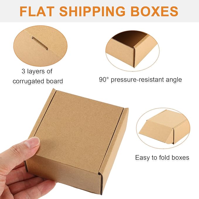 Qilery 60 Pcs Shipping Boxes Cardboard Gift Corrugated Cardboard Brown Boxes - Image 3