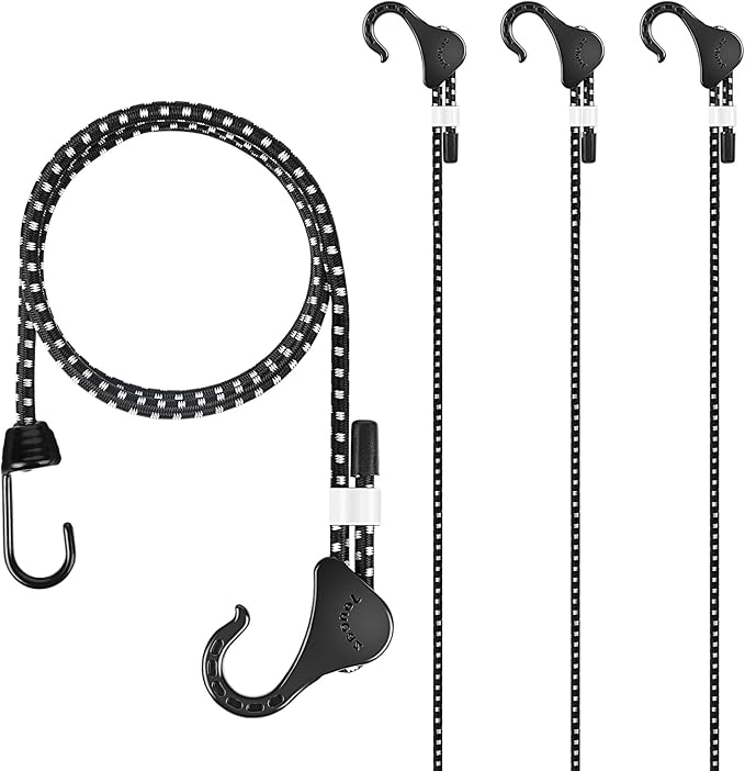 36 Inch Bungee Cords with Hooks Adjustable, UV Resistant by Joneaz