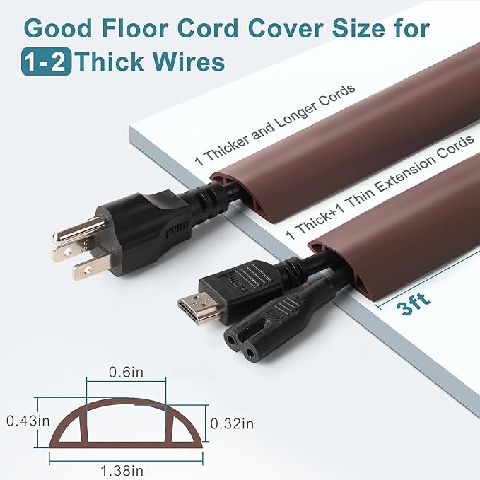 Floor Cable Cover 3ft Beige, LZEOY Cord Covers - Image 2