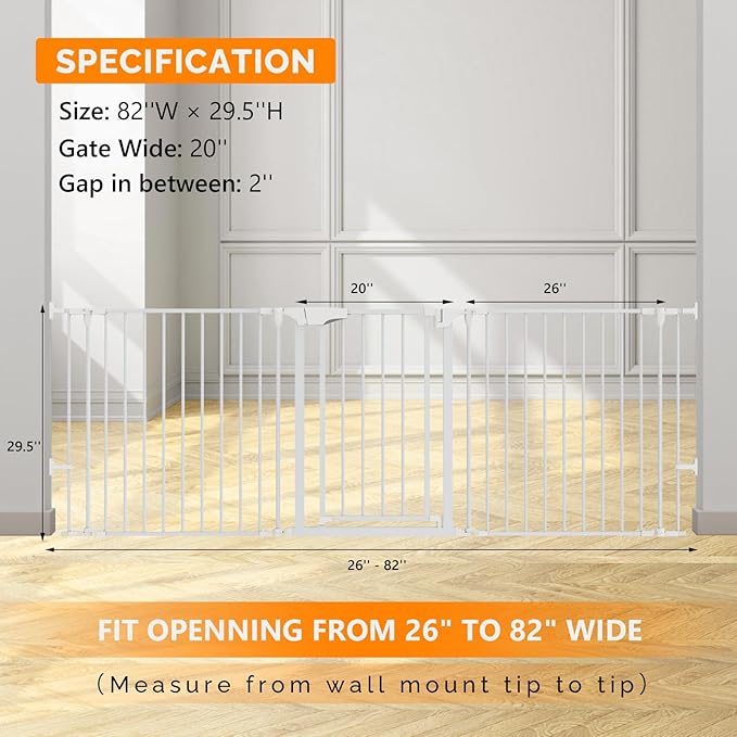 Bonnlo 82-Inch Versatile Safety Gate Metal Baby/Pet Gate Configurable Dog - Image 6