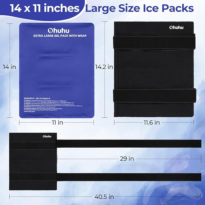 Ice Packs for Injuries 14" X 11": Ohuhu Hot Cold Gel Ice Pack X-Large Reusable - Image 2