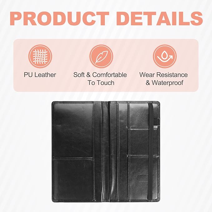 HARFINGTON Car Registration and Insurance Holder 9.45" x 5.04" PU Leather - Image 3