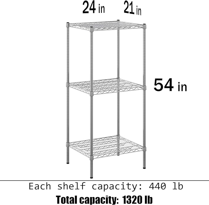 21" Deep x 24" Wide x 54" Height Wire Shelving Kit | 3-Tier | NSF Commercial - Image 3