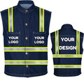 YOWESHOP Men's Reflective Safety Denim Vest，Custom Safety Outdoor Denim Work by YOWESHOP