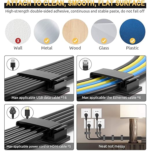 5Pcs Self Adhesive Cable Management Clips, Cable Organizers Wire Clips Cord - Image 7