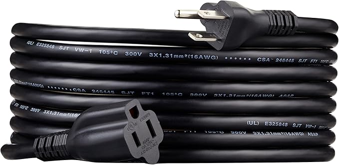 Amazon Basics Extension Cord, 15 Ft, 3 Prong Outlet Extender, Indoor Extension by AmazonBasics