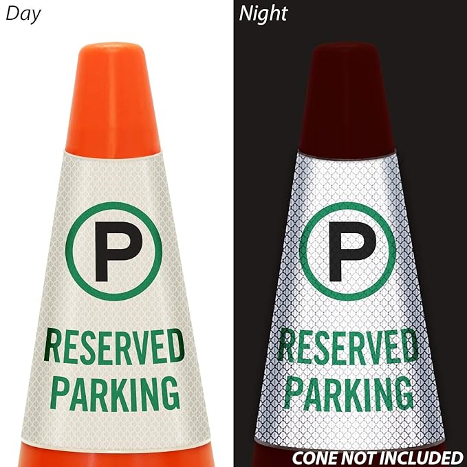 SmartSign “Reserved Parking” Bright Reflective Cone Message Sleeve - Image 3