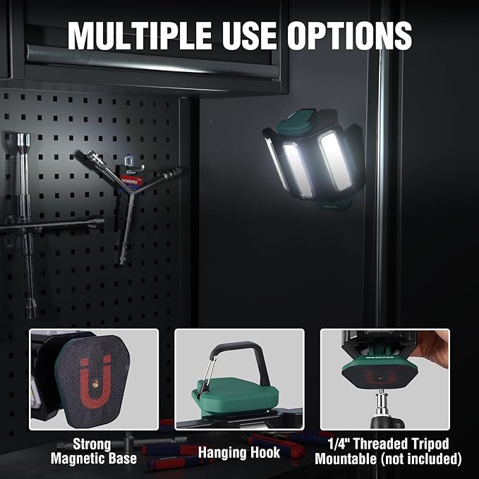 WORKPRO Rechargeable USB-C LED Work Light, Foldable Magnetic Light - Image 4