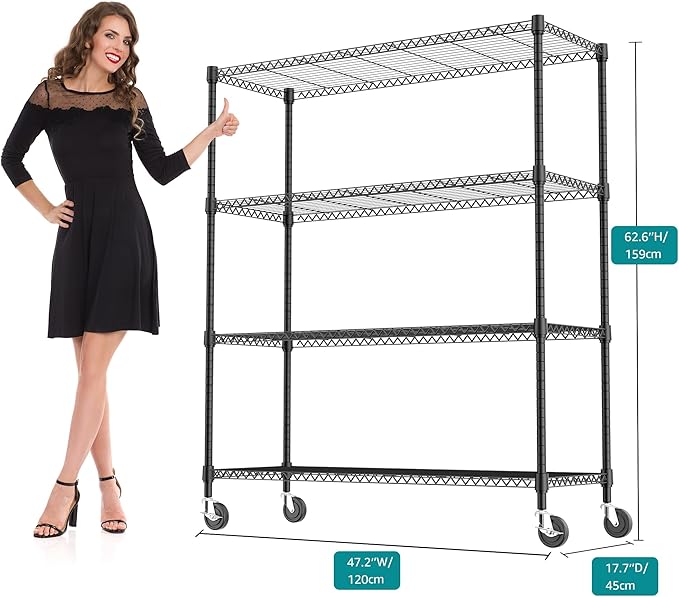 4 Tiers Shelf 1400 lbs Steel Storage Shelving Utility Shelving Unit Steel - Image 3