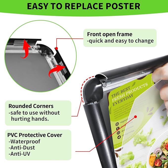 Adjustable Pedestal Sign Holder Stand 11x17Inch, Floor Standing Poster Sign - Image 3
