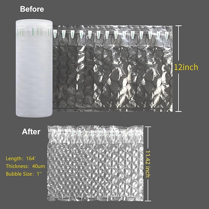 Inflatable Bubble Cushioning Wrap Roll Bottle Shipper Protector Sleeve 12"x164' - Image 5