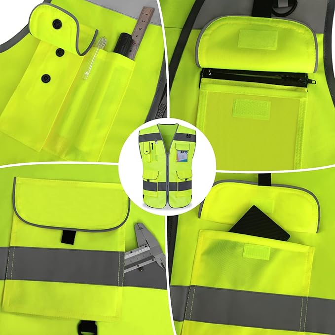 TCCFCCT Reflective Safety Vest 9 Pockets High Visibility Vest - Image 4