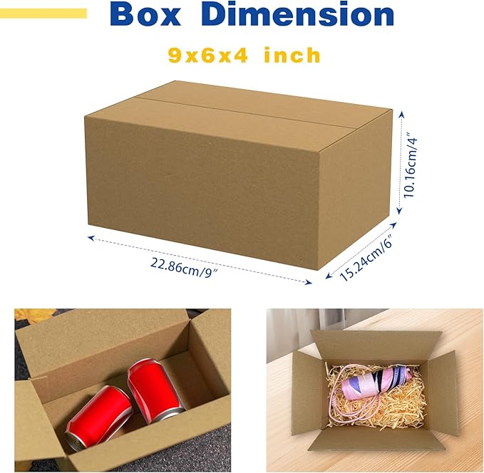 30 Pack 9x6x4 inches Small Shipping Boxes Brown Corrugated Cardboard Boxes - Image 2