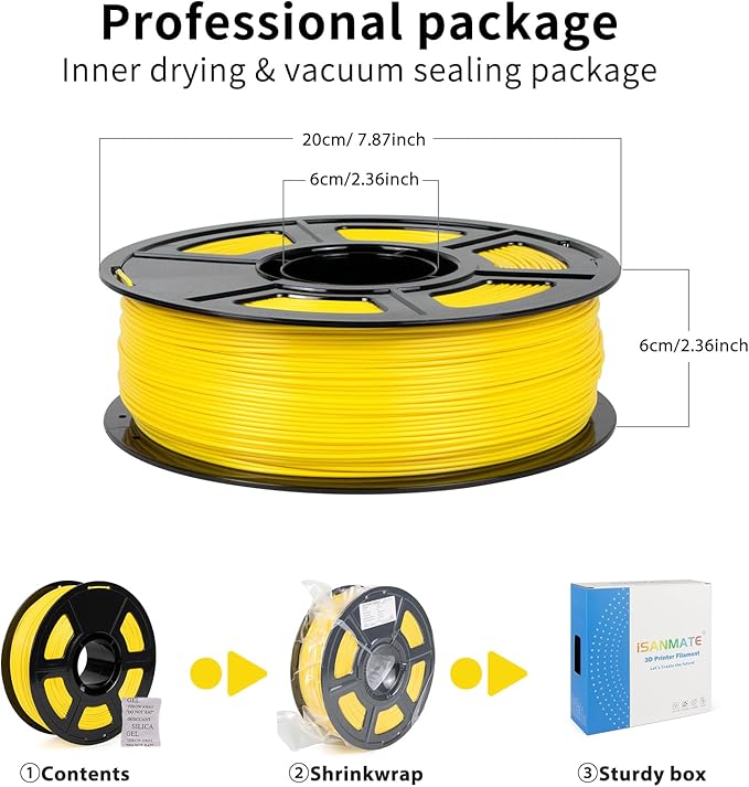 iSANMATE ASA Filament 1.75mm Yellow 1KG, UV & Weather Resistant 3D Printer - Image 8