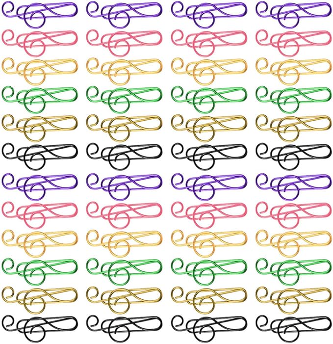 100pcs Metal Paper Clips Creative Music Note Shape Small Office Clips Colorful by GAROZATION
