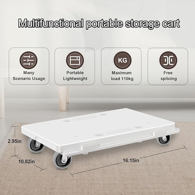 Furniture Dolly, Moving Dolly 4 Wheels Heavy Duty, 16in-11in 500lbs Capacity - Image 4