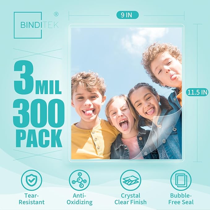 Binditek 300 Pack 3 Mil Thermal Laminating Pouches, 9x11.5 Inches Laminating - Image 2
