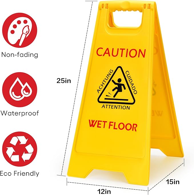 MATTHEW CLEANING 25'' Industrial Wet Floor Sign 12 Pack 2-Sided Safety A-Frame - Image 4