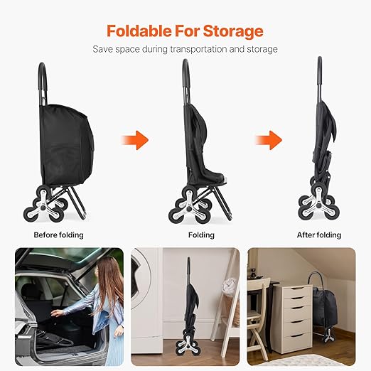VEVOR Stair Climber Cart, 36L Capacity, Grocery Cart Laundry Stair Climbing - Image 5