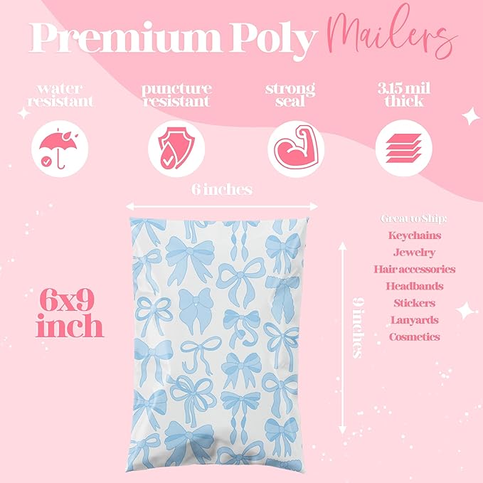 6x9 Designer Poly Mailer 100 Pack Heavy Duty Waterproof Self Seal Shipping Bags - Image 3