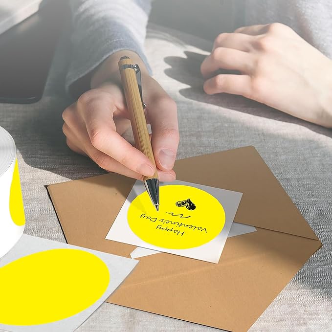 2 Inch Yellow Round Thermal Labels, 600 Labels/Roll, Self-Adhesive Circle - Image 5