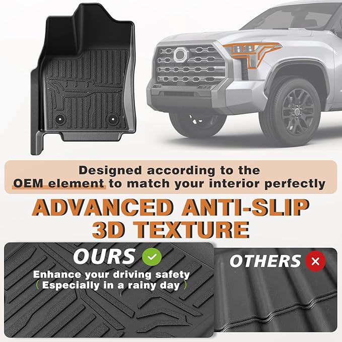 TripleAliners Truck Bed Mat & Floor Mats Front Rear Full Set Compatible - Image 5
