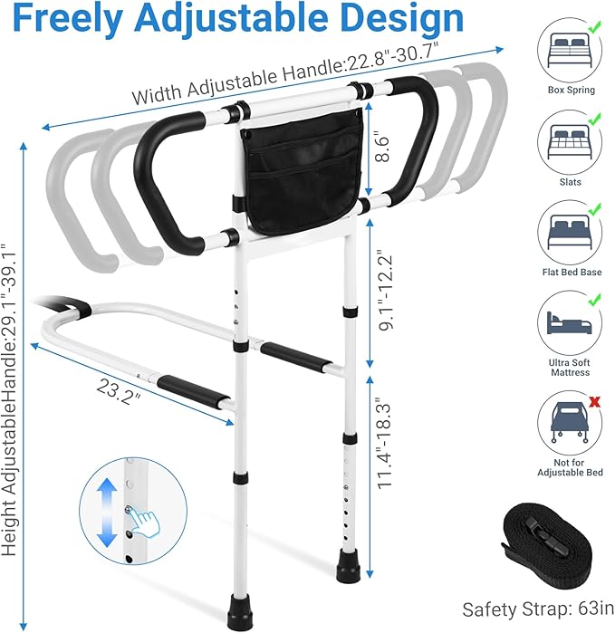 Klvied Bed Rails for Elderly Adults Safety, Bed Side Rails - Image 4