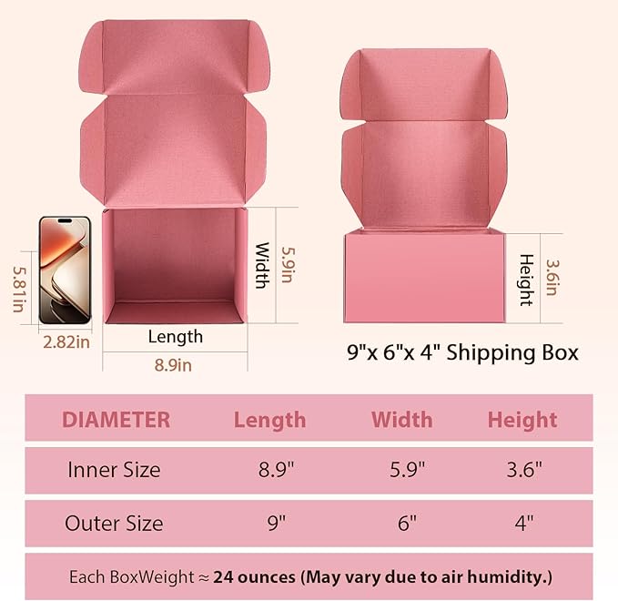 9x6x4 inches Shipping Boxes Set of 25, Small Corrugated Cardboard Box, - Image 3
