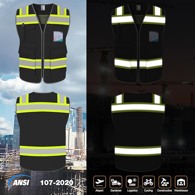 TCCFCCT Reflective Vest 5 Pockets Mesh Safety Vest - Image 2
