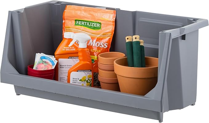 IRIS USA Open Front Storage Bins, Heavy Duty Garage Storage, Stackable Storage by IRISUSA