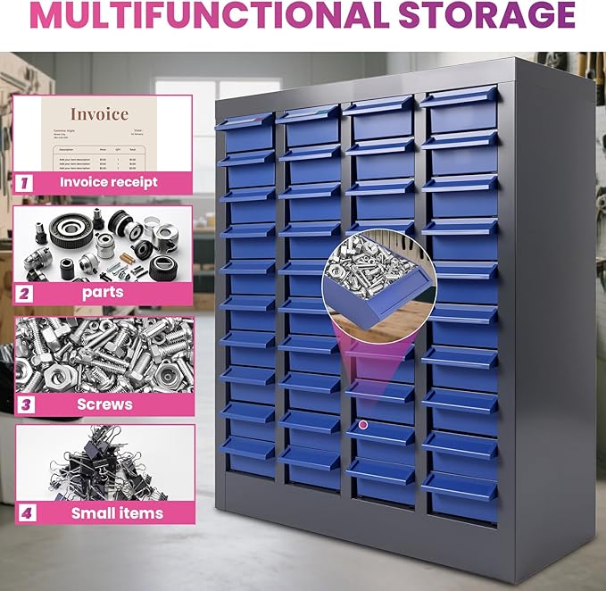 40 Drawers 21x9x25 Inch Bolt and Nut Organizer, Stainless Steel Parts Cabinet - Image 7