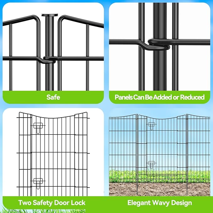 INJOPEXI Decorative Garden Fence 6 Panels 13ft×36in Metal Garden Fences - Image 6