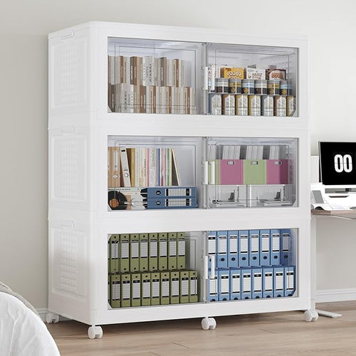 150GAL Storage Bins with Lid and Wheels, Stackable Closet Organizers and by Fangtueh