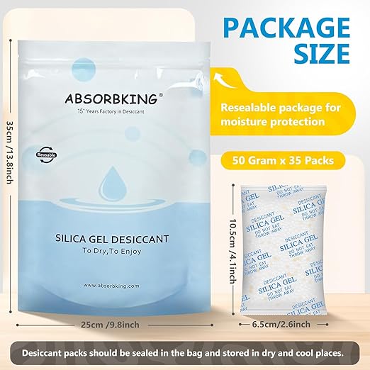 Silica Gel Packets – 50 Gram 35 Packs Desiccant Packs, Moisture Absorbers - Image 5