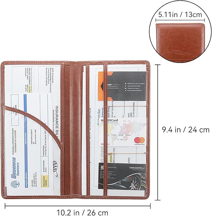 Car Registration and Insurance Holder, Premium Pu Leather Vehicle Glove Box - Image 2