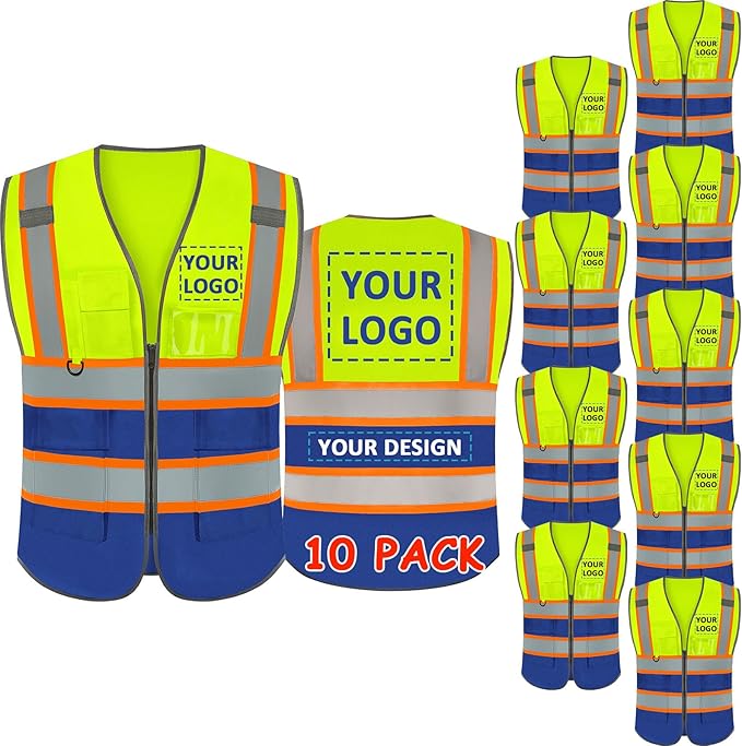 BeautyWill Custom Logo Safety Vest Class 2 High Visibility Reflective Vest by BeautyWill