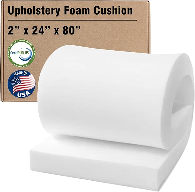 RaceCityFoam Upholstery Foam 2"T x 24"W x 80"L 36ILD Upholstery Foam Cushion by RaceCityFoam