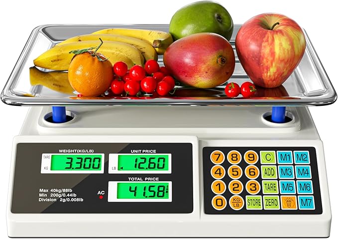 Price Computing Scale 88lb/40kg LCD Digital Commercial Price Scale by YIFOR