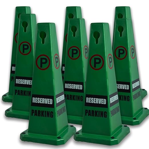 BESEA 8 Pack No Parking Cone Green Caution 4 Sided No Parking Cone Reserved by BeSea