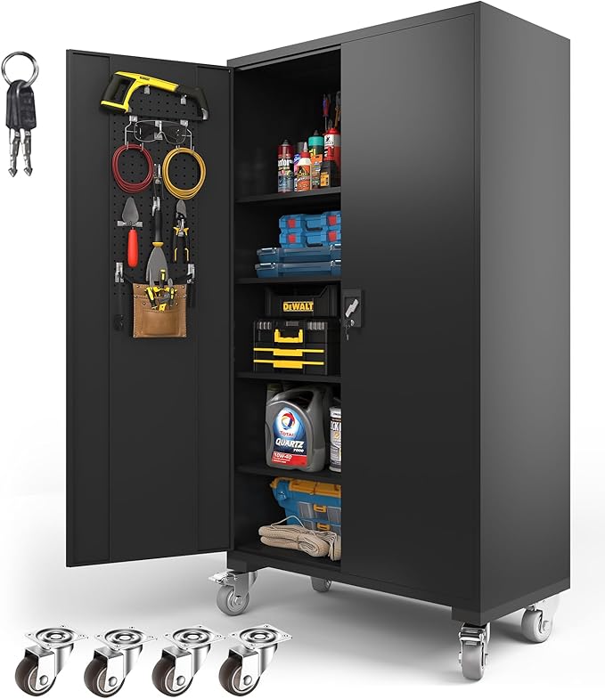 Upgraded Wide Metal Storage Cabinet by Fohufo