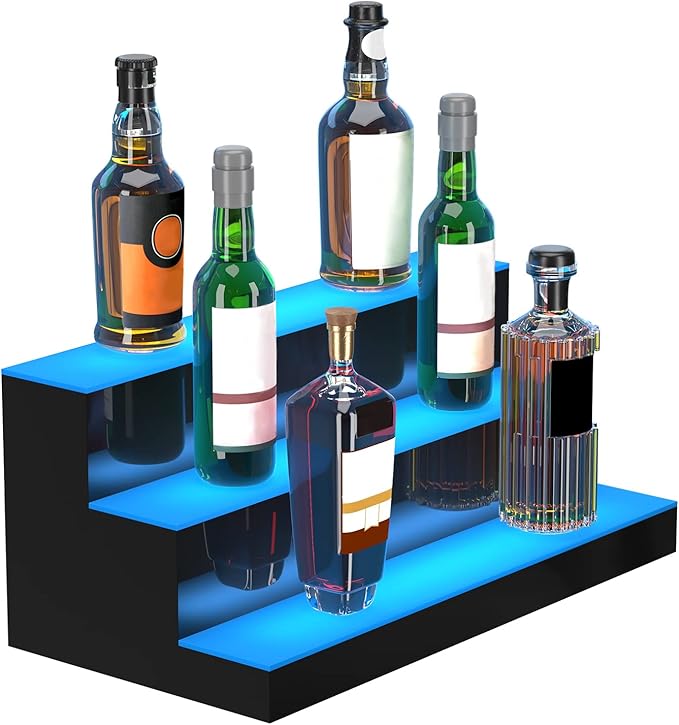 VEVOR LED Lighted Liquor Bottle Display, 3 Tiers 24 Inches, Supports USB - Image 12